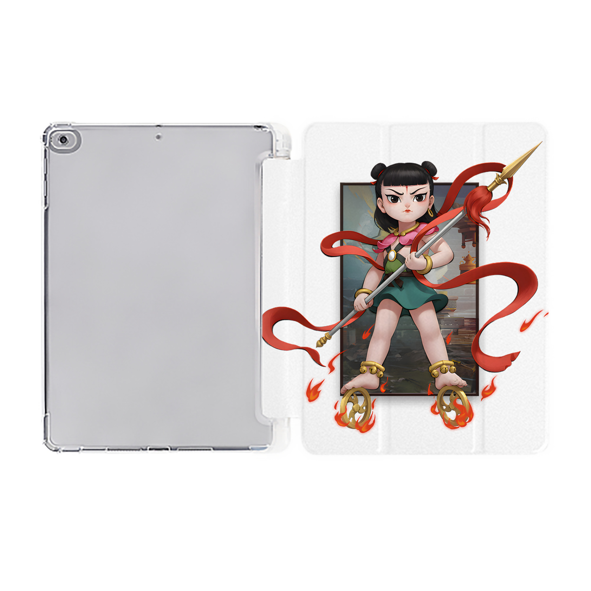 Ne Zha 2 ナタ 魔童の大暴れ IPad ケース ペン収納付き 三つ折りスタンド PUレザー×シリコン 対応機種9.5/10.5/10.9インチ